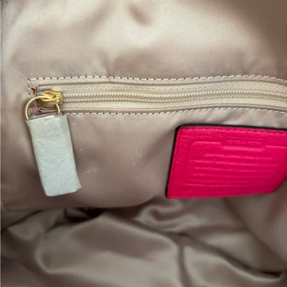 Coach A1482-30116 Madison Madeline Ostrich-Embossed White Leather Pink Trim BNOT - Picture 6 of 16